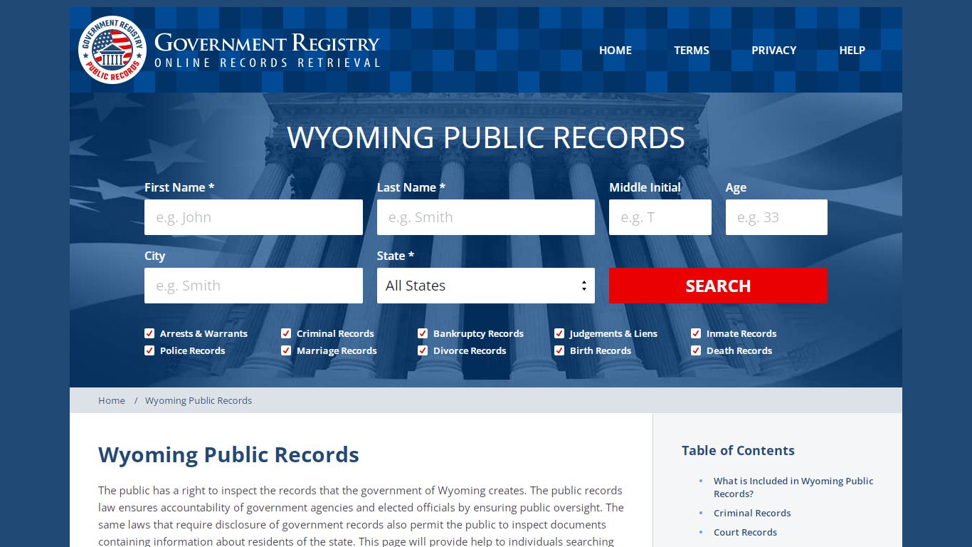 Wyoming Public Records Public Records - GovernmentRegistry