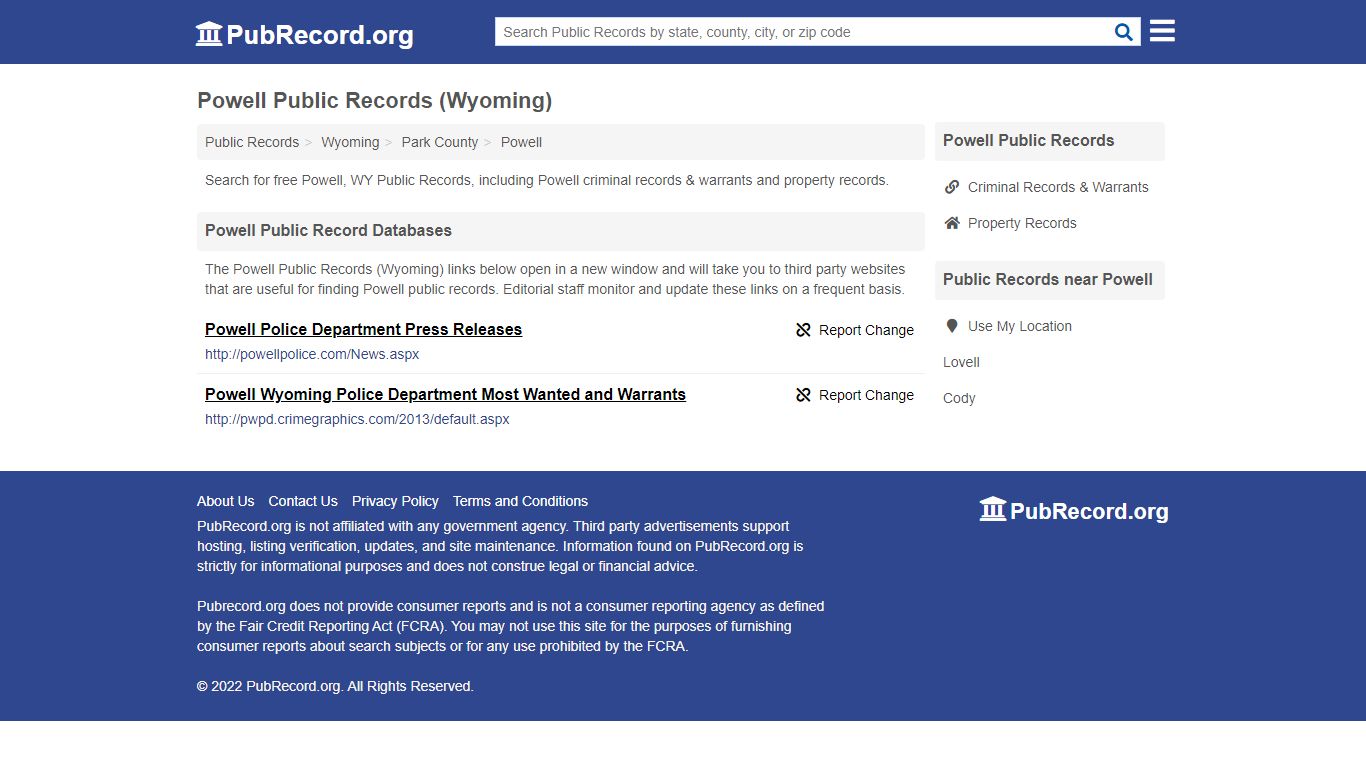 Free Powell Public Records (Wyoming Public Records)