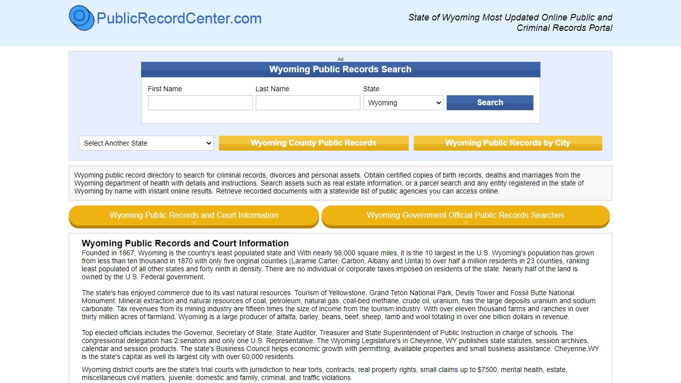 Free Wyoming Public Records, Criminal Records And Background Checks